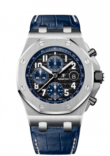 replica Audemars Piguet - 26470ST.OO.A028CR.01 Royal Oak Offshore 26470 Stainless Steel / Black / Alligator watch - Click Image to Close