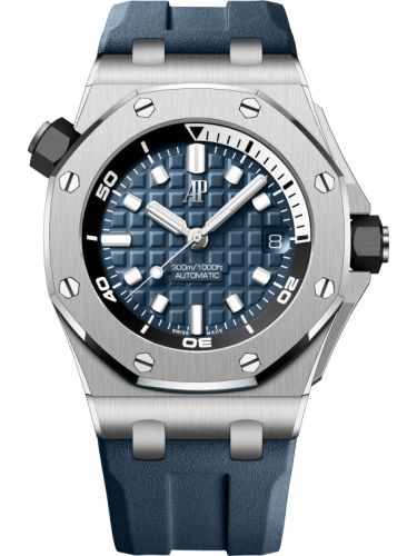 replica Audemars Piguet - 15720ST.OO.A027CA.01 Royal Oak Offshore Diver Stainless Steel / Blue watch - Click Image to Close