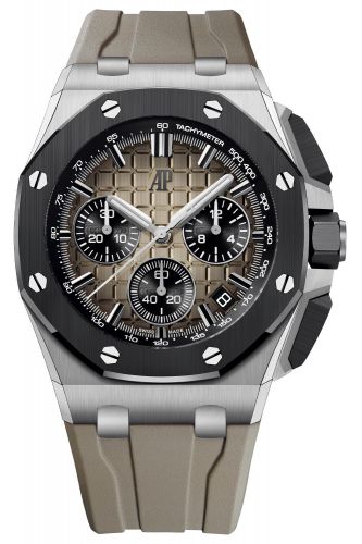 Replica Audemars Piguet - 26420SO.OO.A600CA.01 Royal Oak Offshore 43 Stainless Steel / Ceramic / Taupe watch - Click Image to Close