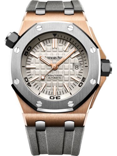 replica Audemars Piguet - 15711OI.OO.A006CA.01 Royal Oak Offshore Diver Pink Gold / Titanium / Silver watch
