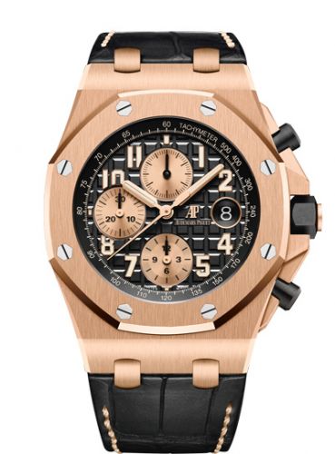 replica Audemars Piguet - 26470OR.OO.A002CR.02 Royal Oak Offshore 26470 Pink Gold / Black / Alligator watch - Click Image to Close