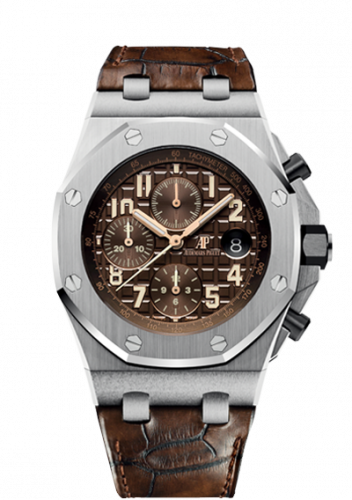replica Audemars Piguet - 26470ST.OO.A820CR.01 Royal Oak Offshore 26470 Stainless Steel / Brown / Alligator watch