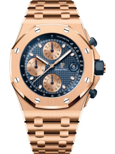replica Audemars Piguet - 26238OR.OO.2000OR.01 Royal Oak Offshore Pink Gold / Blue / Bracelet watch - Click Image to Close