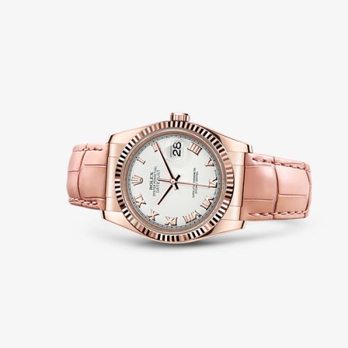 Rolex - 116135-0044 Datejust 36 Everose Strap Ivory Roman replica watch