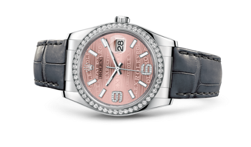 Rolex - 116189-0076 Datejust 36 White Gold Diamond Strap Pink Waves replica watch - Click Image to Close