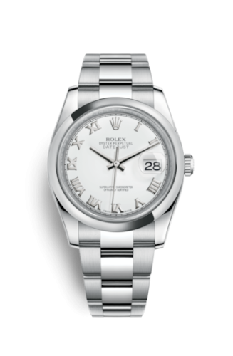 Rolex - 116200-0055 Datejust 36 Stainless Steel Domed / Oyster / White Roman replica watch
