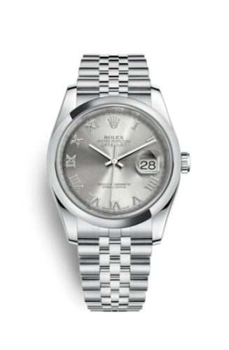 Rolex - 116200-0067 Datejust 36 Stainless Steel Domed / Jubilee / Rhodium Roman replica watch - Click Image to Close