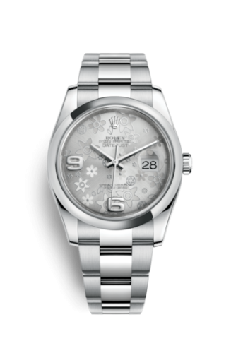 Rolex - 116200-0071 Datejust 36 Stainless Steel Domed / Oyster / Silver Floral replica watch
