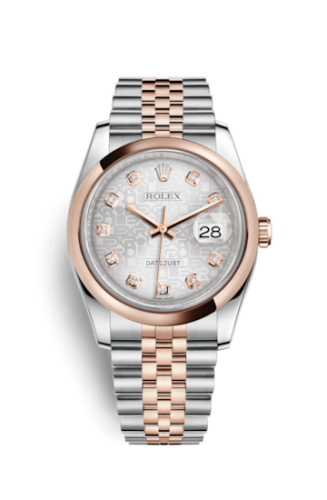 Rolex - 116201-0061 Datejust 36 Rolesor Everose Domed / Jubilee / Silver Computer replica watch - Click Image to Close