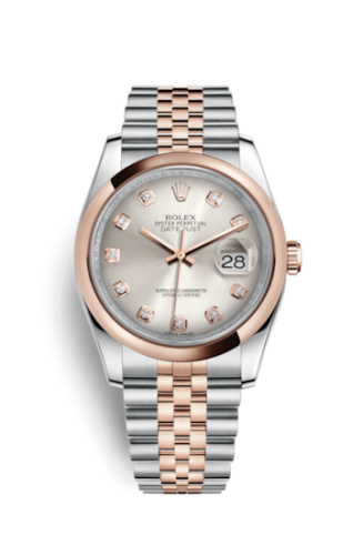 Rolex - 116201-0063 Datejust 36 Rolesor Everose Domed / Jubilee / Silver Diamond replica watch - Click Image to Close