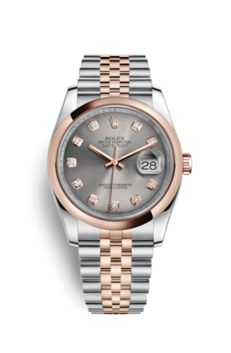 Rolex - 116201-0065 Datejust 36 Rolesor Everose Domed / Jubilee / Steel Diamond replica watch - Click Image to Close