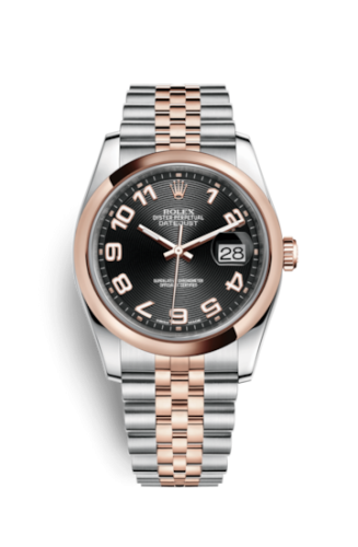Rolex - 116201-0069 Datejust 36 Rolesor Everose Domed / Jubilee / Black Arabic replica watch - Click Image to Close