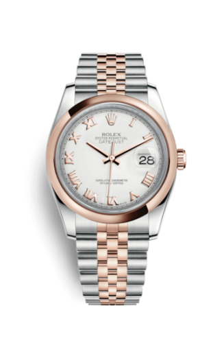 Rolex - 116201-0074 Datejust 36 Rolesor Everose Domed / Jubilee / White Roman replica watch