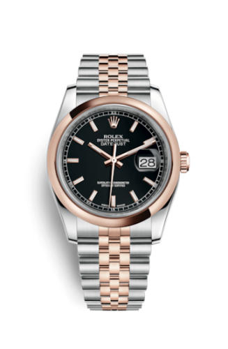 Rolex - 116201-0075 Datejust 36 Rolesor Everose Domed / Jubilee / Black replica watch - Click Image to Close