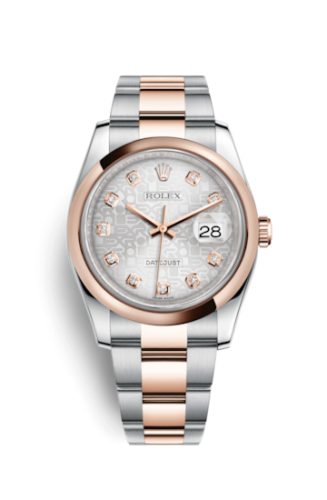 Rolex - 116201-0077 Datejust 36 Rolesor Everose Domed / Oyster / Silver Computer replica watch - Click Image to Close