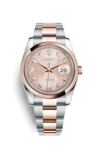 Rolex - 116201-0078 Datejust 36 Rolesor Everose Domed / Oyster / Pink Computer Diamonds replica watch - Click Image to Close