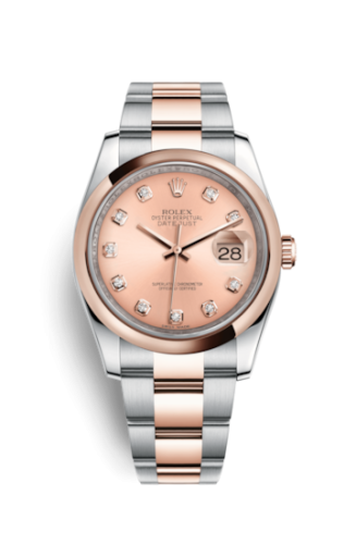 Rolex - 116201-0081 Datejust 36 Rolesor Everose Domed / Oyster / Pink Diamond replica watch - Click Image to Close