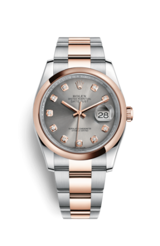 Rolex - 116201-0082 Datejust 36 Rolesor Everose Domed / Oyster / Steel Diamond replica watch