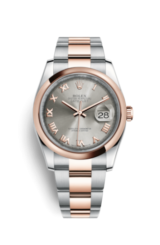 Rolex - 116201-0090 Datejust 36 Rolesor Everose Domed / Oyster / Steel Roman replica watch