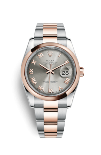 Rolex - 116201-0090 Datejust 36 Rolesor Everose Domed / Oyster / Steel Roman replica watch - Click Image to Close