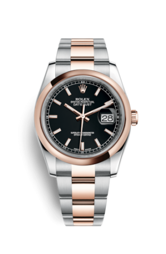 Rolex - 116201-0094 Datejust 36 Rolesor Everose Domed / Oyster / Black replica watch