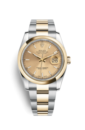 Rolex - 116203-0125 Datejust 36 Rolesor Yellow Domed / Oyster / Champagne replica watch - Click Image to Close