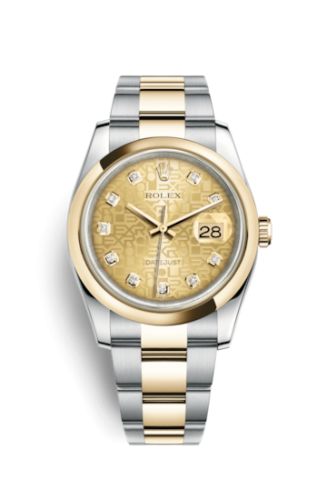 Rolex - 116203-0129 Datejust 36 Rolesor Yellow Domed / Oyster / Champagne Computer replica watch