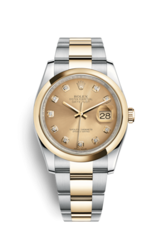 Rolex - 116203-0130 Datejust 36 Rolesor Yellow Domed / Oyster / Champagne Diamonds replica watch