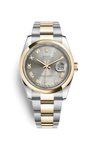 Rolex - 116203-0137 Datejust 36 Rolesor Yellow Domed / Oyster / Steel Roman replica watch - Click Image to Close