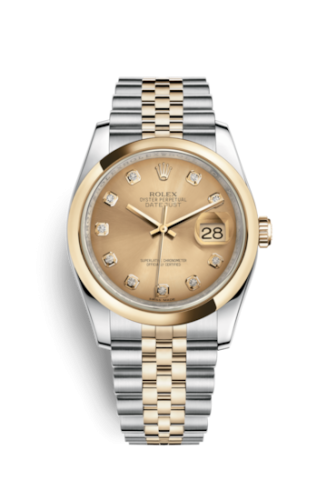Rolex - 116203-0140 Datejust 36 Rolesor Yellow Domed / Jubilee / Champagne Diamonds replica watch