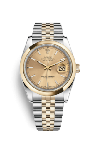 Rolex - 116203-0142 Datejust 36 Rolesor Yellow Domed / Jubilee / Champagne replica watch - Click Image to Close