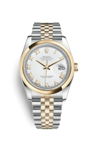 Rolex - 116203-0144 Datejust 36 Rolesor Yellow Domed / Jubilee / White Roman replica watch - Click Image to Close