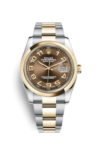 Rolex - 116203-0152 Datejust 36 Rolesor Yellow Domed / Oyster / Bronze Arabic replica watch - Click Image to Close