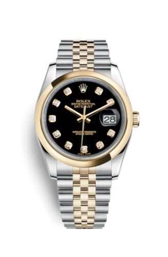 Rolex - 116203-0168 Datejust 36 Rolesor Yellow Domed / Jubilee / Black Diamond replica watch - Click Image to Close