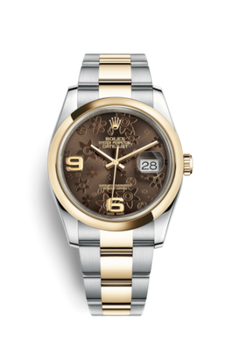 Rolex - 116203-0188 Datejust 36 Rolesor Yellow Domed / Oyster / Bronze Floral replica watch - Click Image to Close