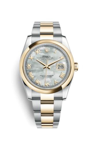 Rolex - 116203-0190 Datejust 36 Rolesor Yellow Domed / Oyster / MOP Roman replica watch - Click Image to Close