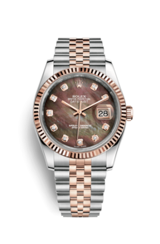 Rolex - 116231-0061 Datejust 36 Rolesor Everose Fluted / Jubilee / Black MOP replica watch