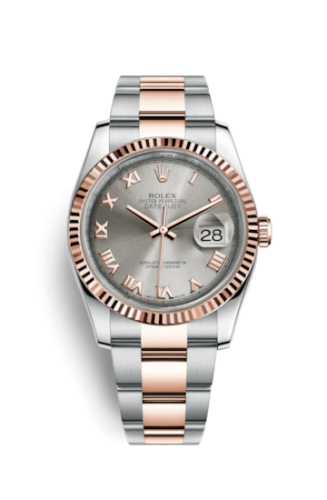 Rolex - 116231-0069 Datejust 36 Rolesor Everose Fluted / Oyster / Steel Roman replica watch - Click Image to Close