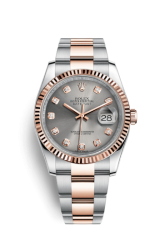 Rolex - 116231-0072 Datejust 36 Rolesor Everose Fluted / Oyster / Steel Diamonds replica watch