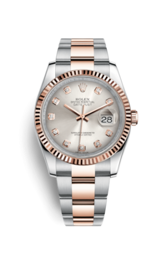Rolex - 116231-0074 Datejust 36 Rolesor Everose Fluted / Oyster / Pink Diamonds replica watch - Click Image to Close