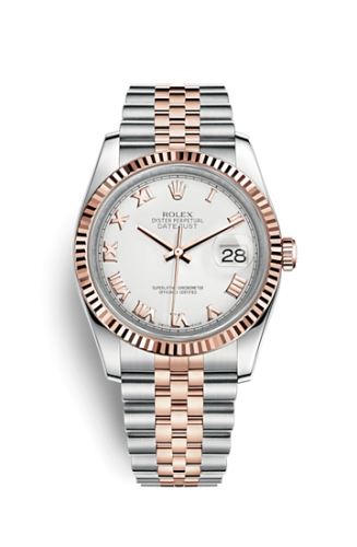 Rolex - 116231-0084 Datejust 36 Rolesor Everose Fluted / Jubilee / White Roman replica watch