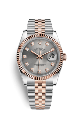 Rolex - 116231-0100 Datejust 36 Rolesor Everose Fluted / Jubilee / Steel Diamonds replica watch