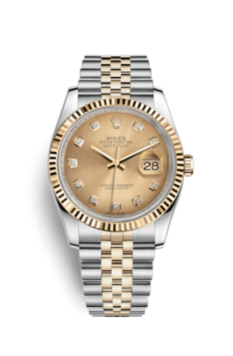 Rolex - 116233-0150 Datejust 36 Rolesor Yellow Fluted / Jubilee / Champagne Diamonds replica watch