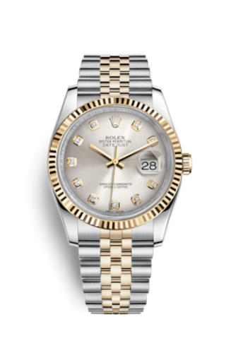 Rolex - 116233-0157 Datejust 36 Rolesor Yellow Fluted / Jubilee / Silver Diamonds replica watch