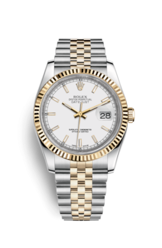Rolex - 116233-0200 Datejust 36 Rolesor Yellow Fluted / Jubilee / White replica watch