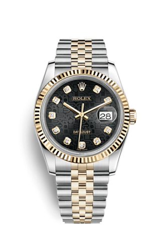 Rolex - 116233-0208 Datejust 36 Rolesor Yellow Fluted / Jubilee / Black Computer replica watch