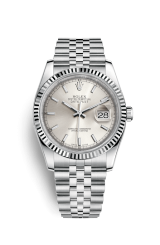 Rolex - 116234-0080 Datejust 36 Stainless Steel Fluted / Jubilee / Silver replica watch - Click Image to Close