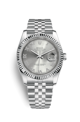 Rolex - 116234-0081 Datejust 36 Stainless Steel Fluted / Jubilee / Rhodium Roman replica watch