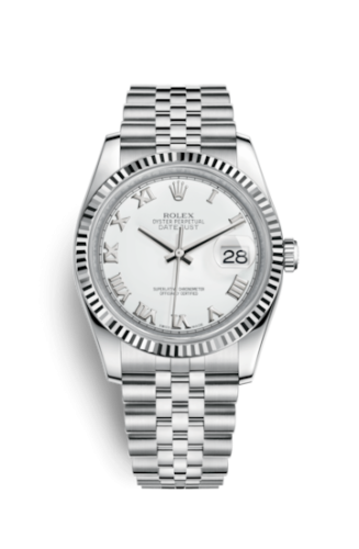 Rolex - 116234-0089 Datejust 36 Stainless Steel Fluted / Jubilee / White Roman replica watch - Click Image to Close