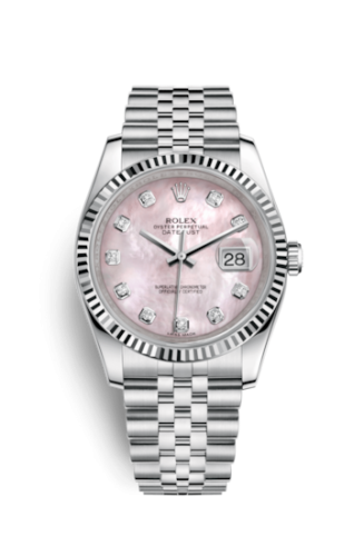 Rolex - 116234-0104 Datejust 36 Stainless Steel Fluted / Jubilee / Pink MOP replica watch - Click Image to Close